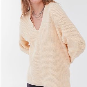 Urban Outfitters Victoria Oversized Yellow V-Neck Sweater